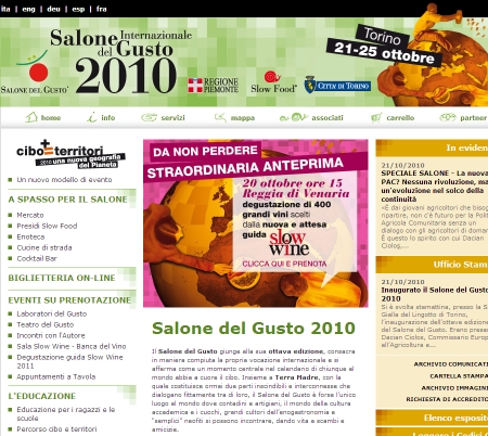 Home page del salone del gusto