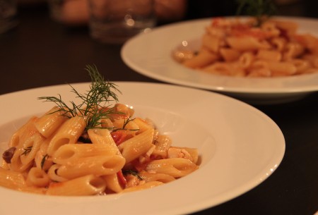 penne con ricciola, finocchietto e peperoncino